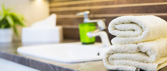 Close up of a wash basin in a modern bathroom interior.